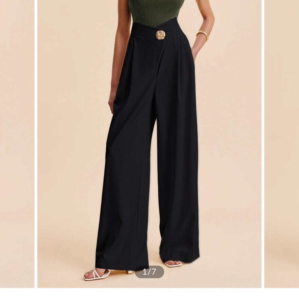 Commense high waisted embellished wide leg pants